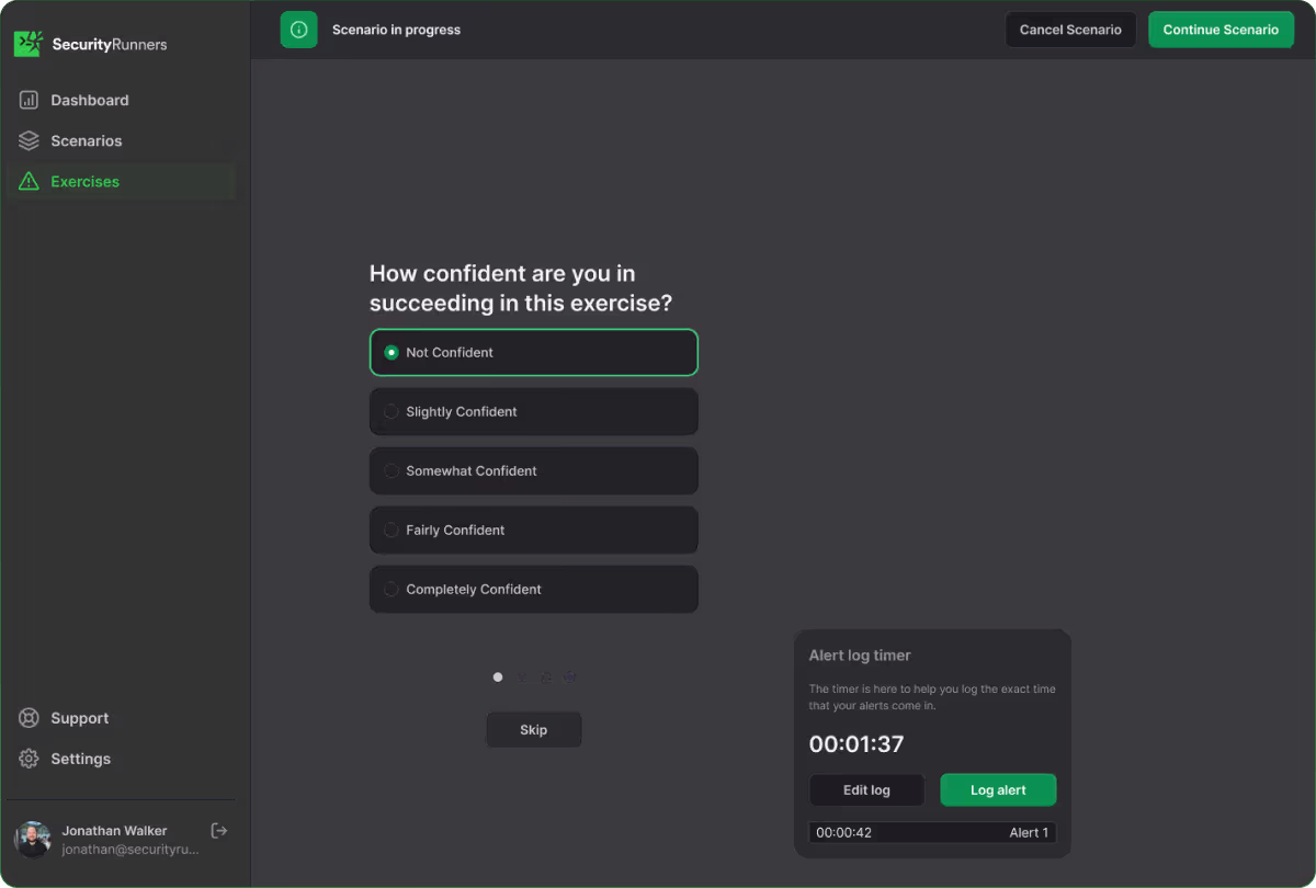 app screenshot, security scenario form question